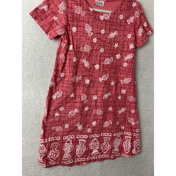 Dee California M/L Pink Aloha Boho Dress Fish Summer Beach Coverup Sundress - Picture 6 of 9